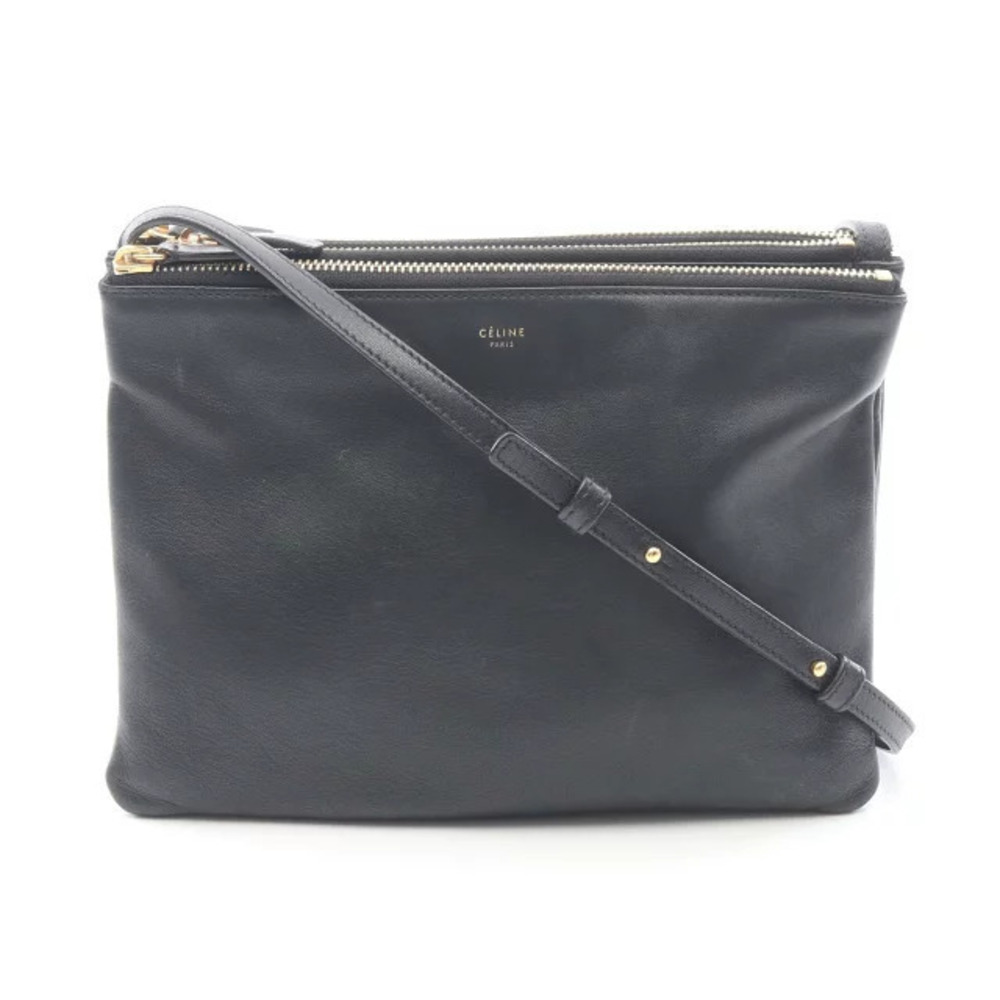 Celine Trio Crossbody Bag Leather Black